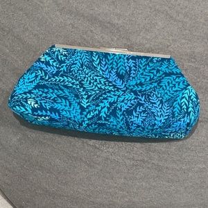 Blue patterned cotton cloth clutch purse